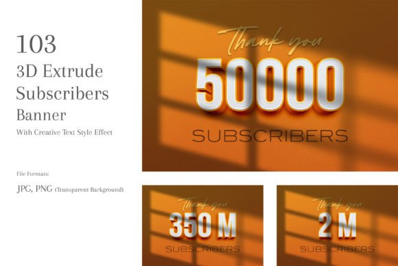 Download 3D Extrude Subscribers Banners Set 125 - Premium Bundle