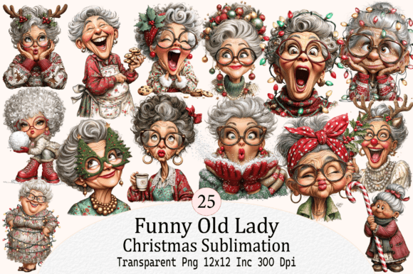 Download Funny Old Lady Christmas Sublimation - Sublimation Collection