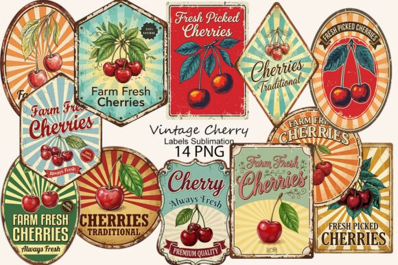 Download Vintage Cherry Labels Sublimation - Sublimation Collection